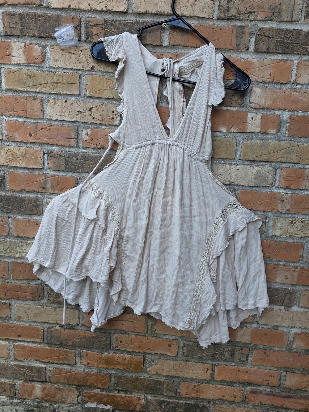 Free People Cream Ruffled Mini Dress - Picture 2 of 14